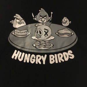 Hungry Birds Black Graphic Tshirt Angry Birds